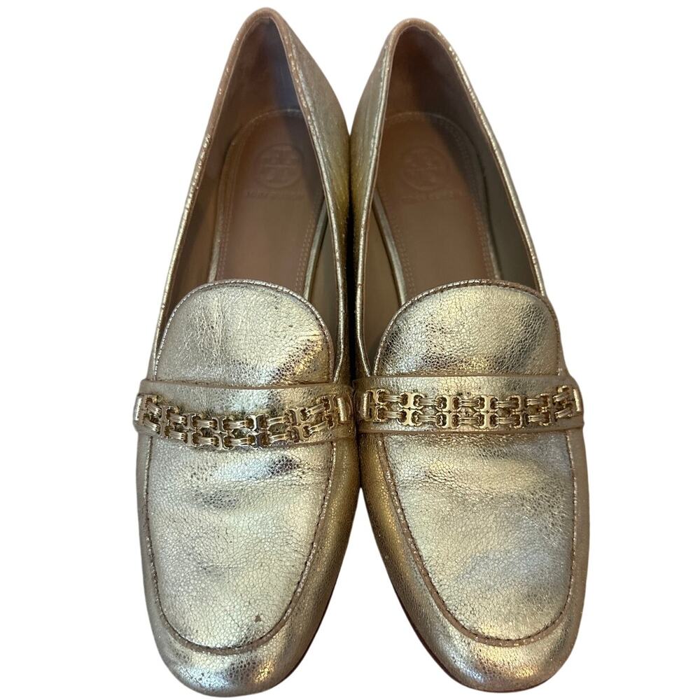 Tory Burch Gemini Link Metallic Gold Loafers 9